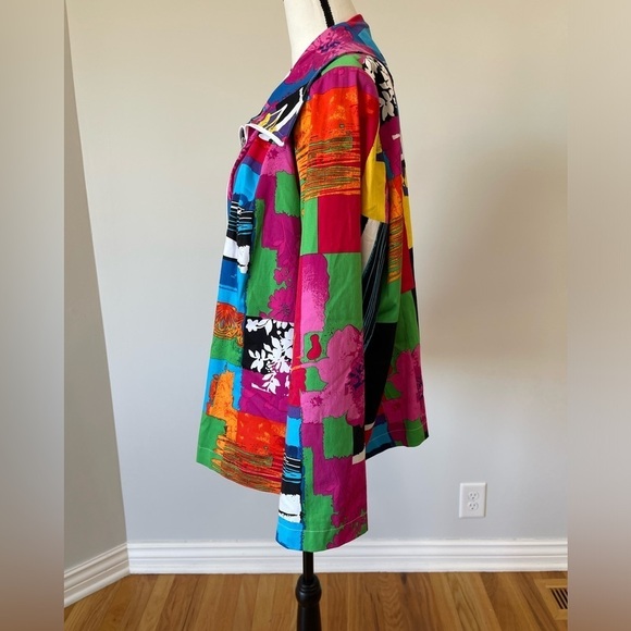Erin London size 2X jacket abstract mixed prints colorful work career zip up - Picture 4 of 9
